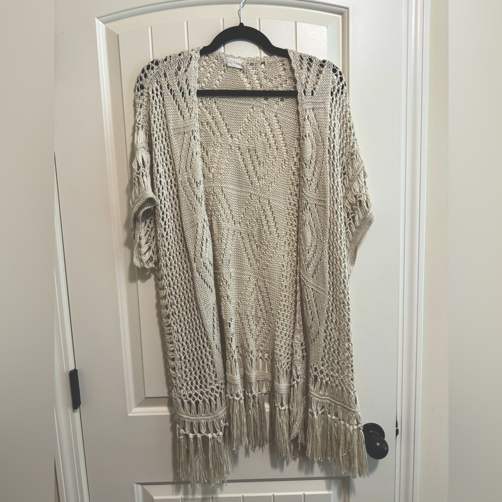 Altar’d State Cream Crochet Fringe Kimono